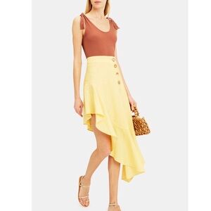 Intermix Maria Tie Shoulder Ribbed Top in Rust Orange Size XS